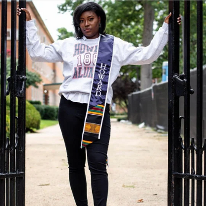 Howard University HU 1867 grey navy red alumni alumna sweater sweatshirt off shoulder crop