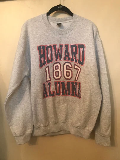 Howard University HU 1867 grey navy red alumni alumna sweater sweatshirt off shoulder crop