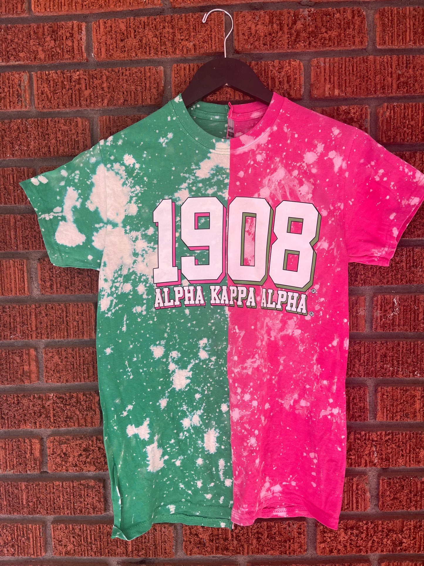 The 1908 AKA Hand-Bleached Half and Half Crew Neck T-shirt