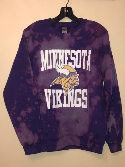 Cami Co. Lace Designs Handmade Minnesota Vikings Purple Bleached Unisex Crewneck Sweatshirt 3X